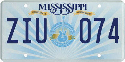 MS license plate ZIU074