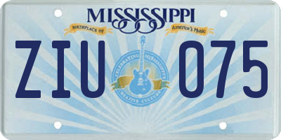 MS license plate ZIU075