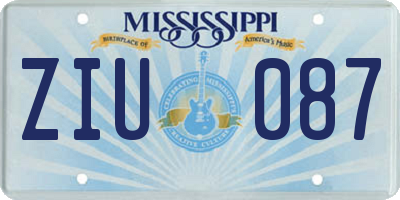 MS license plate ZIU087