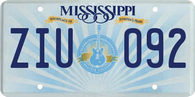 MS license plate ZIU092