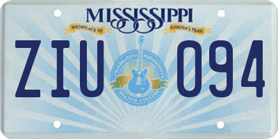 MS license plate ZIU094