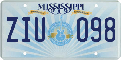 MS license plate ZIU098