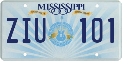 MS license plate ZIU101