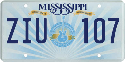MS license plate ZIU107