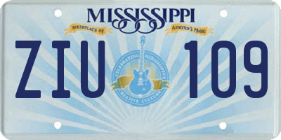 MS license plate ZIU109