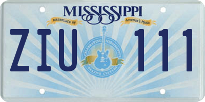 MS license plate ZIU111