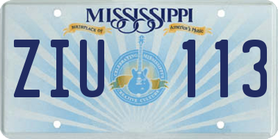 MS license plate ZIU113