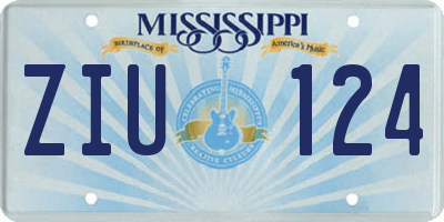 MS license plate ZIU124