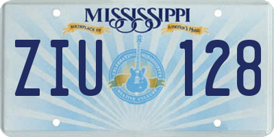 MS license plate ZIU128