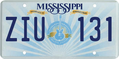 MS license plate ZIU131