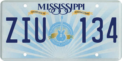MS license plate ZIU134