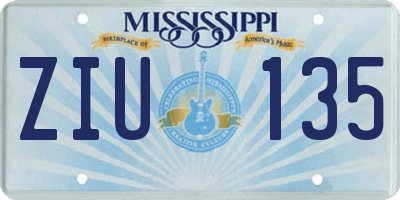 MS license plate ZIU135