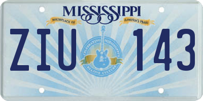 MS license plate ZIU143