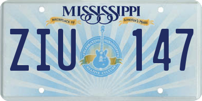 MS license plate ZIU147