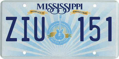 MS license plate ZIU151