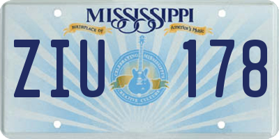 MS license plate ZIU178