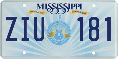 MS license plate ZIU181