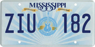 MS license plate ZIU182