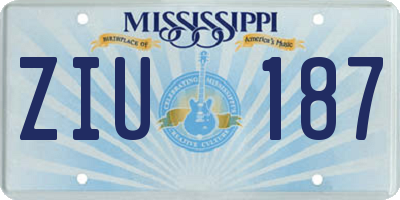 MS license plate ZIU187