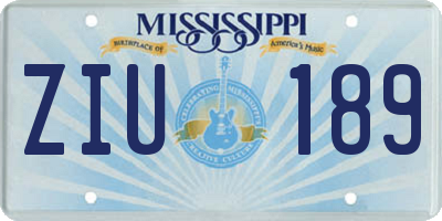 MS license plate ZIU189