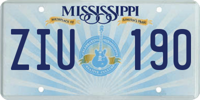 MS license plate ZIU190