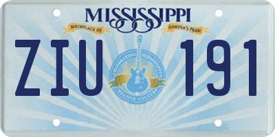 MS license plate ZIU191