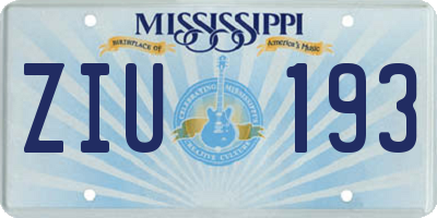 MS license plate ZIU193