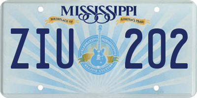 MS license plate ZIU202