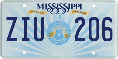 MS license plate ZIU206