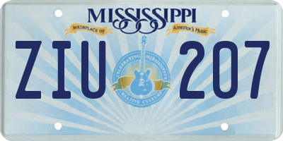 MS license plate ZIU207