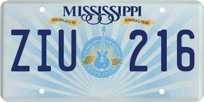 MS license plate ZIU216