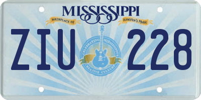 MS license plate ZIU228