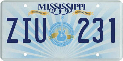 MS license plate ZIU231