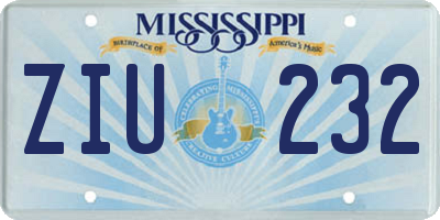 MS license plate ZIU232
