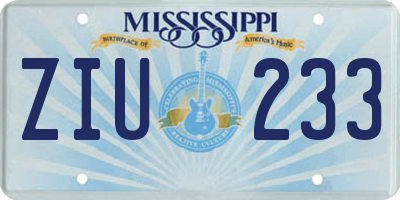 MS license plate ZIU233