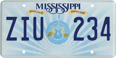 MS license plate ZIU234