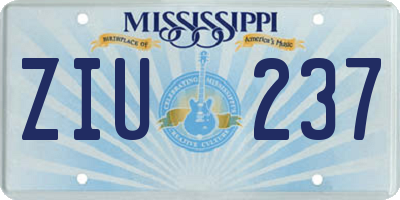 MS license plate ZIU237
