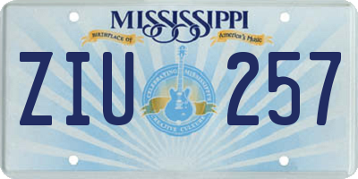 MS license plate ZIU257