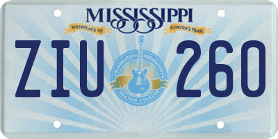 MS license plate ZIU260