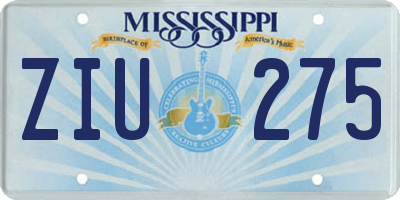 MS license plate ZIU275
