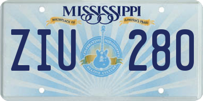 MS license plate ZIU280