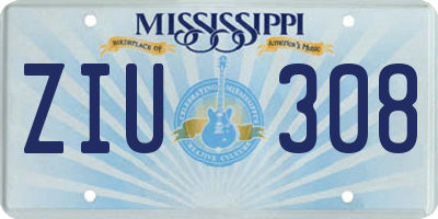 MS license plate ZIU308