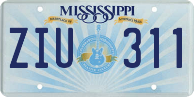 MS license plate ZIU311
