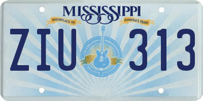 MS license plate ZIU313