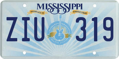 MS license plate ZIU319