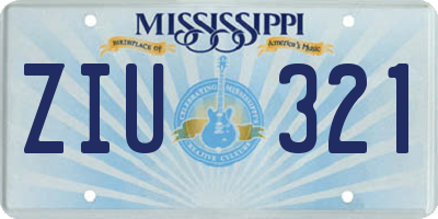 MS license plate ZIU321