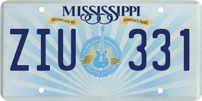 MS license plate ZIU331
