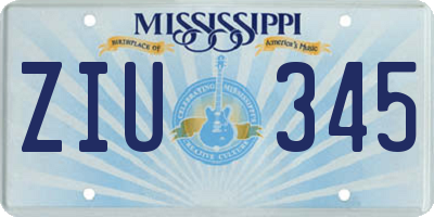 MS license plate ZIU345