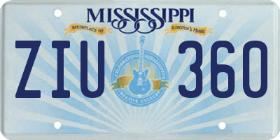 MS license plate ZIU360