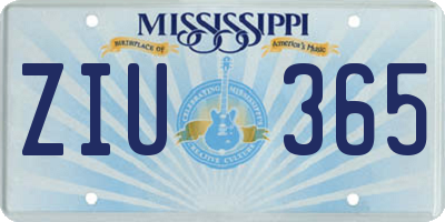 MS license plate ZIU365